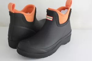 Hunter Women's Black/Peach Waterproof Chelsea Synthetic Boots Size 6 - Picture 1 of 7