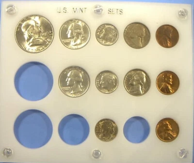 Brilliant Uncirculated 1955 PDS MINT SET White Hard Capital Acrylic Holder - Image 1 of 2