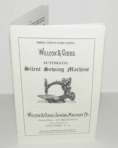 Willcox and Gibbs Silent Sewing Machine Instruction Manual Reproduction Cover