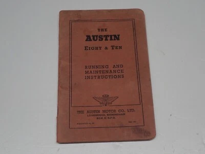 AUSTIN EIGHT & TEN RUNNING AND MAINTENANCE INSTRUCTION USO E MANUTENZIONE 1951 - Immagine 1 di 4
