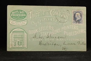 Vermont: Rutland 1870er Tuttle Buchhändler & Drucker beidseitig Werbung Cover - Bild 1 von 2