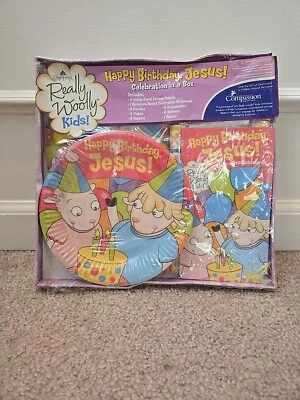 DaySpring Really Woolly Happy Birthday Jesus Celebration in a Box Party Kit NEW - Image 1 of 3