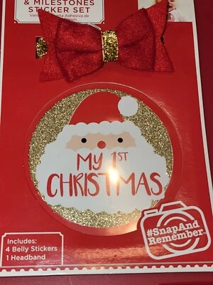 Novo Conjunto de Adesivos para Cabeça e Marco "Meu 1º Natal" Férias para Bebê Menina - Imagem 1 de 4