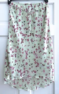 NEW My Michelle Butterfly Mint Green Pink Pastel Skirt Floral Hi Low Midi L - Picture 1 of 6