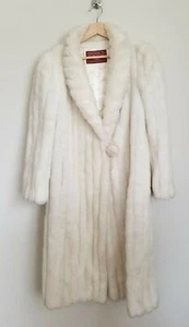 Sasson Vintage 70's Womens Coat Faux Fox Fur Ivory Round Collar Pockets Lined 12 - Picture 1 of 12