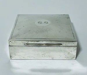 Small Antique Solid Sterling Silver Cigarette Box Case Wood Lined 1928 - Picture 1 of 14