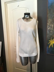 Blusa Top Mujer Seda Marfil Cuello Redondo Manga Larga Talla L NUEVA - Imagen 1 de 11
