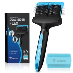 Dual Flex Slicker Brush Dog Brush, Gentle Grooming Tool for Sensitive Dogs & ... - Picture 1 of 9