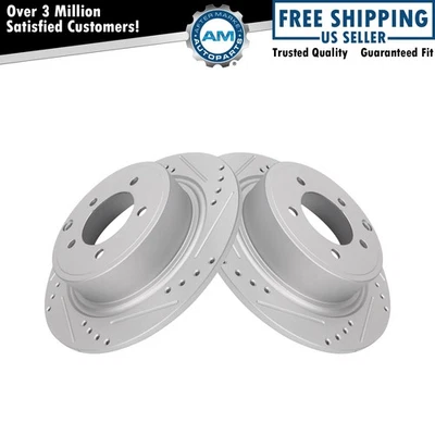 Performance Rear Drilled Slotted Coated Brake Rotor Set for Chrysler Dodge - Image 1 of 4