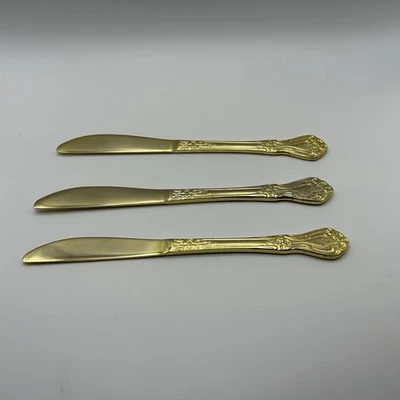 Cuchillos de cena chapados en oro sin marca juego de 3 reemplazos "Alyssa, Gold Royalty" Foto 1 de 4