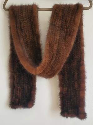 Vintage 1960's Dark Brown Genuine Mink Fur Scarf Collar Neck Wrap 70"x 6" - Image 1 of 4