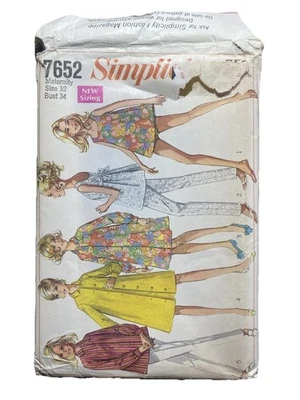 1968 Vintage SIMPLICITY 7652 MATERNITY Coat Dress Shirt Bathing Suit Size 12 FF - Image 1 of 3