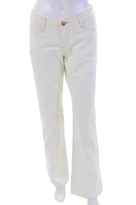 Jeans feminino Earnest costurado com zíper cintura alta boot cut jeans branco tamanho 29 - Imagem 1 de 4