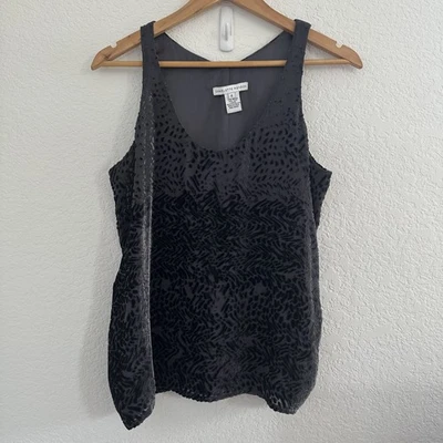 Camiseta sin mangas Charlotte Ronson para mujer 4 gris terciopelo Burnout mezcla de seda WitchyGoth años 90 Foto 1 de 4