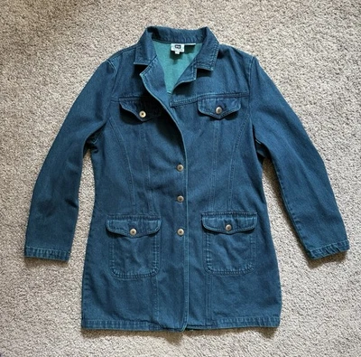 Chaqueta vaquera vintage verde azulado para mujer talla 14 bolsillos traseros plisados Foto 1 de 4