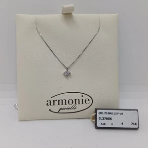 ARMONIE COLLANA PUNTO LUCE IN ORO BIANCO 18KT 750 E DIAMANTE DA 0.12 (0414) - Imagen 1 de 10