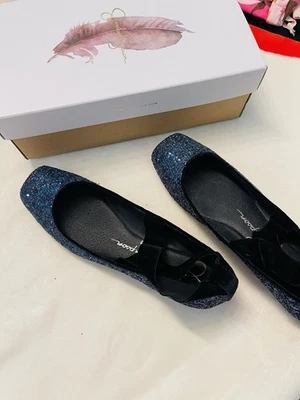 Nuevo Jessica Simpson Mujer Mandalaye Ballet Plano, Medianoche Grueso Brillo Talla 9 Foto 1 de 4