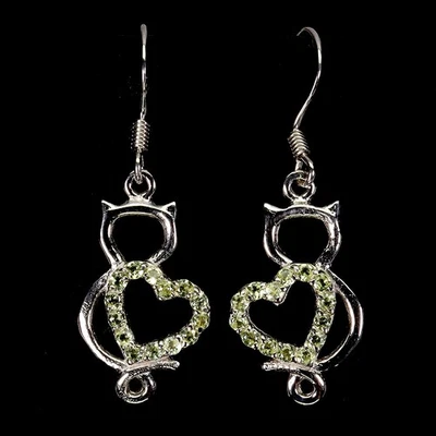 Black Friday 925 Sterling Silver Earrings Round Peridot 1.5mm Natural Jewelry - Image 1 of 4