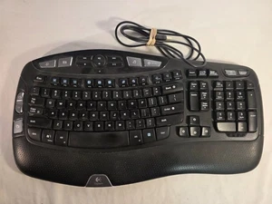 Logitech Wave Y-UV90 Corded Ergonomic USB Keyboard Black - Picture 1 of 7