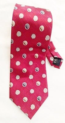 Silk Irvine Park Burgandy Red Geometric Circle Print 4 X 58" Necktie Tie - Image 1 of 3