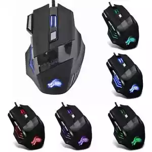 Wired Gaming Mouse 7 Button Backlit 5500 DPI Adjustable Optical Mice - Picture 1 of 10