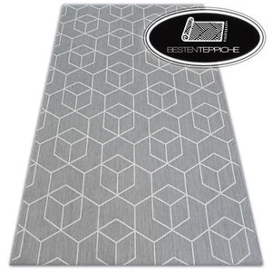 MODERNE SISAL grau 3D Würfel Teppich  "FLAT" Flach webart Einfach zu säubern - Zdjęcie 1 z 6