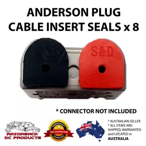 8 x Waterproof 50A Anderson Plug Cable Seal inserts R & BL Anderson caps 4 Pair - Picture 1 of 7