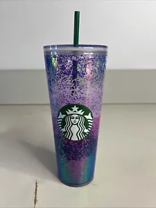 Taza vaso Starbucks Holiday azul brillo 24 OZ Venti con paja - Imagen 1 de 6