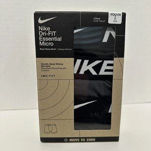 Nike Boys Dri-fit Essential Micro Boxer Briefs Size Small 3 Pack Black Dark Gray - Picture 1 of 3