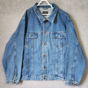Vintage Lee Outerwear blau Denim Jeans klassisch Trucker Knopfleiste Jacke Größe 4XLT - Bild 1 von 16