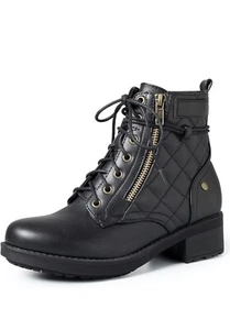 Botas de combate para mujer mysoft con cordones y cremallera botines al tobillo talla 9 - Imagen 1 de 6