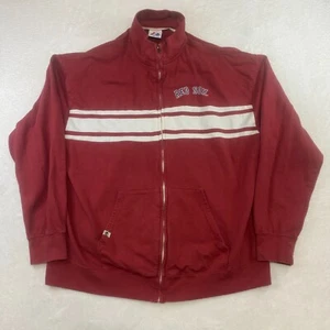 Majestic Baseball Boston Red Sox Striped Sweater Red Full Zip Up 2XL 100% Cotton - Picture 1 of 12