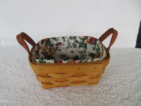 QUALITY~ 1997 Handmade Longaberger  Basket With Leather Handle's+Cotton Liner!! Cover