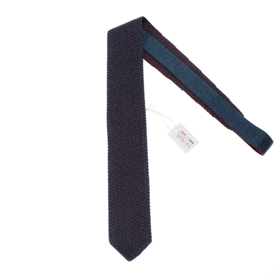 Corbata de punto Italo Ferretti nueva con etiquetas en azul y borgoña 100 % seda hecha en Italia Foto 1 de 4