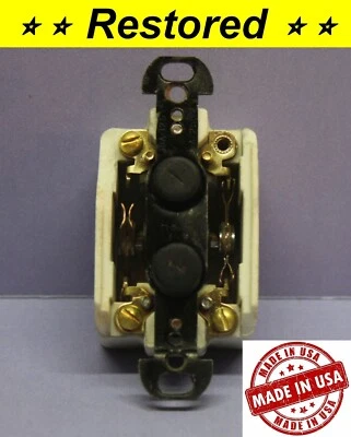 💡Interruptor de luz pulsador vintage, baquelita de porcelana de 3 vías, H&H, restaurado Foto 1 de 4