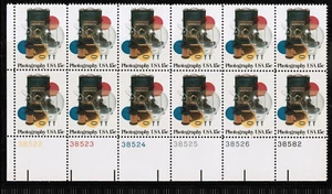 US USA Sc# 1758 MNH FVF PLATE# BLOCK of 12 Photography Camera Film Lens - Picture 1 of 1