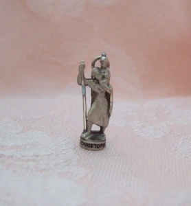 Dije de plata de ley 3D vintage Creed St. Christopher - Imagen 1 de 4