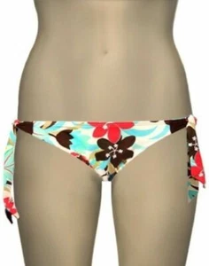 Panache Bikini Brief Size 18 Red Cream Brown Floral Tie Side Tankini Swim Bottom - Picture 1 of 12