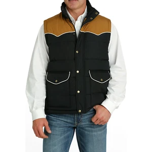 Cinch Men's Black & Brown Snap Button Quilted Vest MWV1578002 - Picture 1 of 10