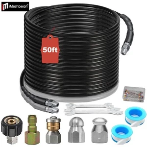 Sewer Line & Drain Jetter Kit, 1/4" x 50FT Hose w/ Sewer Nozzle & Adapter 5800PS - Picture 1 of 12