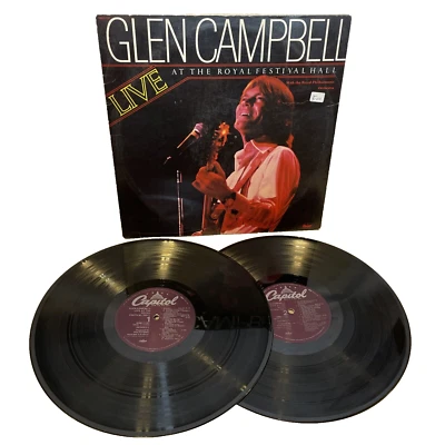 Glen Campbell Live At The Royal Festival Hall (Vinyl, 1977, 2x LP) Capitol Good+ - Image 1 of 4