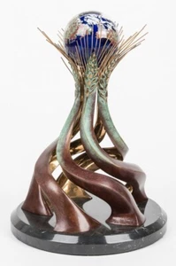 World Friendship Monument Bronze Sculpture Glass Globe-Brett Livingstone Strong - Picture 1 of 7