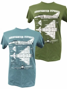 Eurofighter Typhoon RAF GAF IAF Multi Role Fighter Aircraft Blueprint T Shirt - Picture 1 of 5