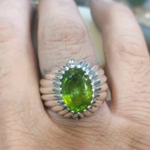 Natural Olivians Peridot Stone Sterling Silver Ring Real Green Peridot Stone - Picture 1 of 1