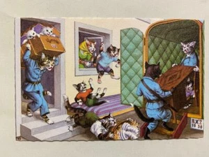 Vintage Alfred Mainzer Katzen Kätzchen Farbdruck Postkarte Belgien 4923 Umzug LKW - Bild 1 von 2