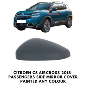 Door Wing Mirror Cover Cap Painted For Citroen C5 Aircross 2018- Passengers Side - Picture 1 of 4