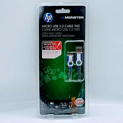 HP Monster Micro USB 3.0 Cable 900 7ft Package of 2. New. - Image 1 of 3