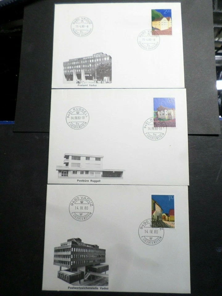 LIECHTENSTEIN, Lot 3 FDC 1° Day Architecture Post Offices, Year 1980 - Image 1 of 1
