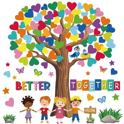108 Sheet Tree Bulletin Board Set - Classroom Tree Bulletin Board Set Heart C... - Image 1 of 4