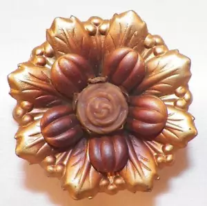 4 Gardinenstifte Gold Metall Blumen Kunststoff Zentren Retro Mid Century Vintage #5 - Bild 1 von 5